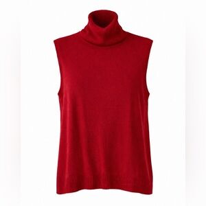 Valerie Separates 100% Cashmere Red Sleeveless Turtleneck Sweater | XL
